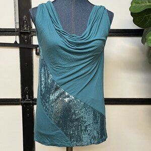 Kische Tank Top with Sequins, Turquioise Color Size S
